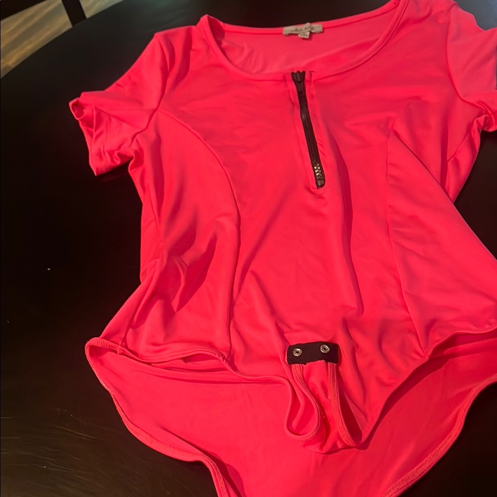 White Birch Pink Bodysuit with Zipper Detail